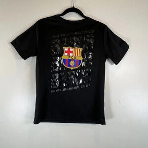 FC Barcelona Womens Black PolyesterTshirt with FBC Barca Logo Size Large